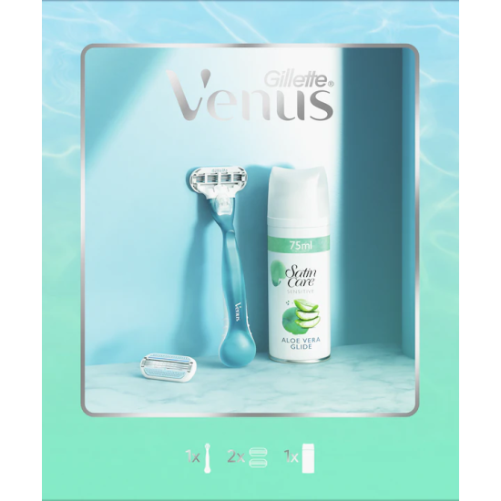 GILLETTE VENUS КОМПЛЕКТ САМОБРЪСНАЧКА + ГЕЛ ЗА БРЪСНЕНЕ 75МЛ + 2 БРОЯ РЕЗЕРВНИ НОЖЧЕТА ЗА ЖЕНИ