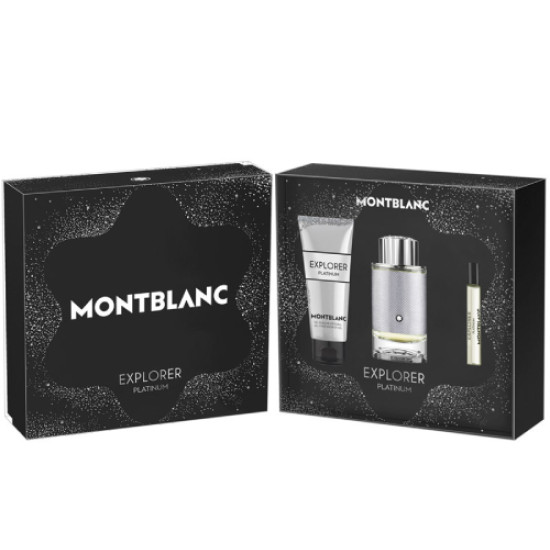Mont Blanc Explorer Platinum 100ml + Mini 7.5ml + Shower Gel 100ml For Men