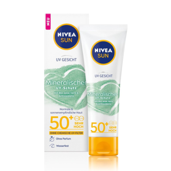 Nivea Sun Mineral Face Cream SPF50+ - Слънцезащитен крем за лице с минерални филтри