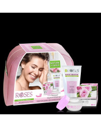Roses - Дамски промо комплект за лице Дневен хидратиращ крем, 2 в 1 Дегримиращ лосион и Несесер