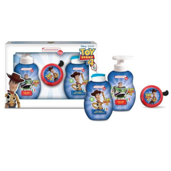 Комплект naturaverde kids disney toy story 4 250ml шампоан за коса и тяло + течен сапун + играчка звънец за велосипед