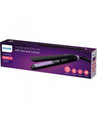 Philips BHS377/00 StraightCare Essential - Преса за коса, ThermoProtect, Керамични пластини с кератин, 10 настройки на температурата