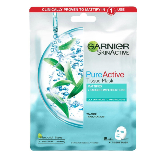 Pure Active Anti-Imperfection Tissue Mask - Маска за лице за мазна и проблемна кожа с чаено дърво и силицилова киселина