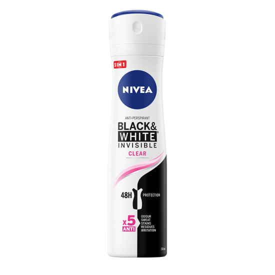 Nivea Black&White Invisible Clear - Дезодорант против изпотяване за жени 5 в 1