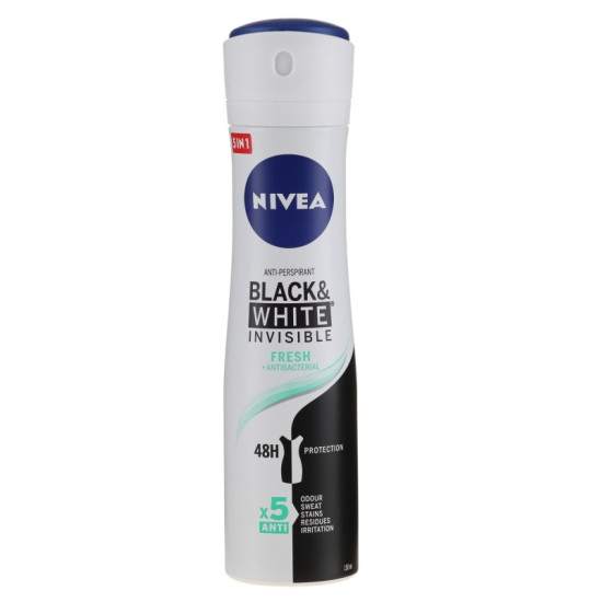 Nivea Black&White Invisible Fresh - Дезодорант против изпотяване за жени 5 в 1