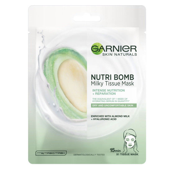 Nutri Bomb Milky Tissue Mask - Подхранваща маска за лице с бадемово мляко за суха кожа