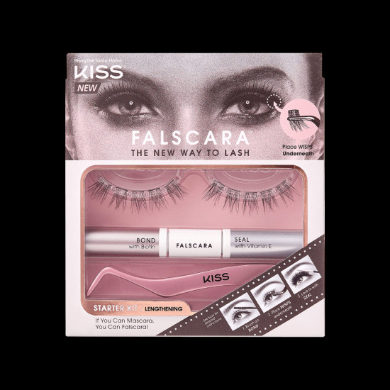 Kiss falscara eyelash starter kit (bond/9g + applicator + wisps) - kомплект мигли + апликатор
