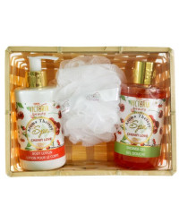 Spa Aroma Therapy Cherry Love - Подаръчен комплект Лосион 250мл+ Душ гел 250мл + Гъбаза баня