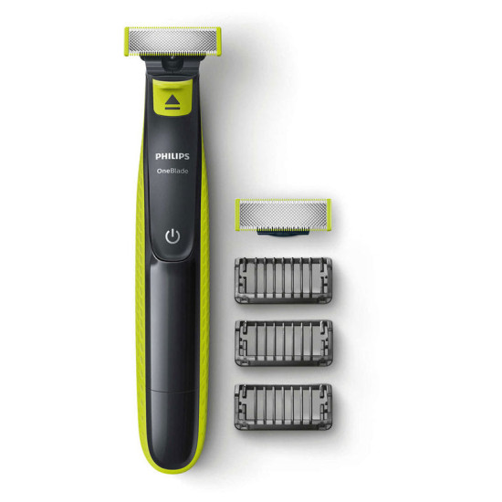 Philips OneBlade QP2520/30 - Хибриден уред за подстригване/оформяне/бръснене на брада, 3 гребенчета, 1 допълнително ножче, Презареждаща се батерия