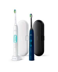 Philips Sonicare ProtectiveClean HX6851/34 - Комплект 2 електрически четки за зъби, 62000 движения/минута, 3 режима на почистване, Сензор за натискане, Функция BrushSync, 2 калъфа за носене, 2 глави за четки