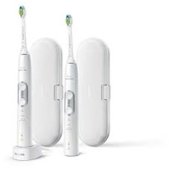 Philips Sonicare ProtectiveClean HX6877/34 - Комплект електрически четки за зъби, 2 дръжки, 3 режима на почистване, 3 интензивности, 2 функции BrushSyn, Сензор за натиск