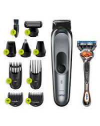 Braun MGK7221 - Тример за коса и брада, Wet&Dry, 10 in 1 за лице и тяло, 8 аксесоара + Самобръсначка Gillette Fusion5 ProGlide