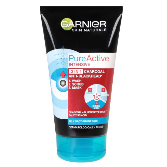 Pure Active 3in1 Charocol anti-blackhead - Почистващ скраб 3в1 с черен въглен против черни точки